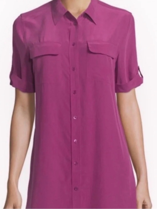 Vince Tops - 🩷 Vince Button-Front Short Sleeve in Magenta